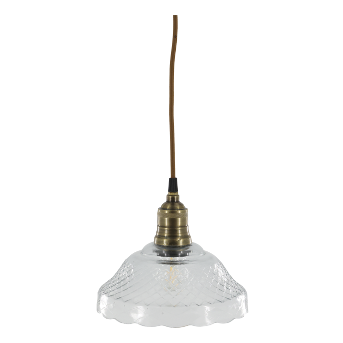 Taklampe med messingdetaljer