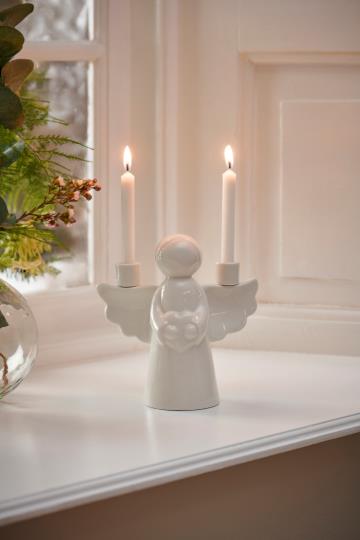 Dobbel lysestake engel